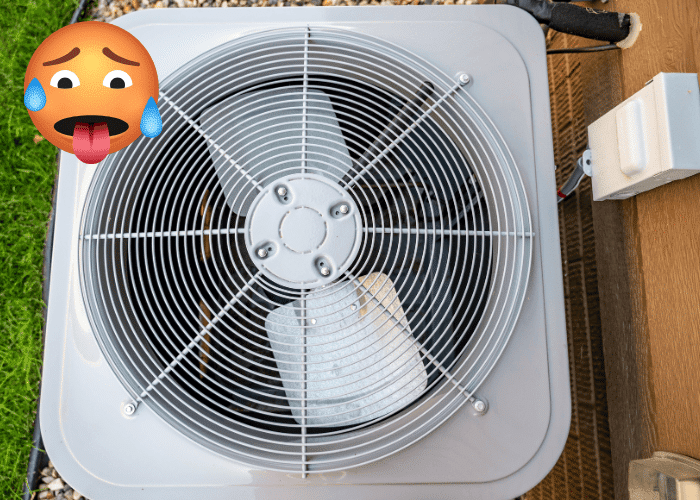 Older AC unit, sweating emoji
